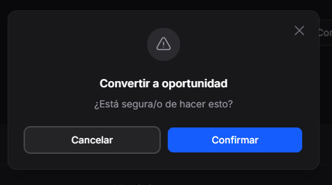Confirmación de conversión